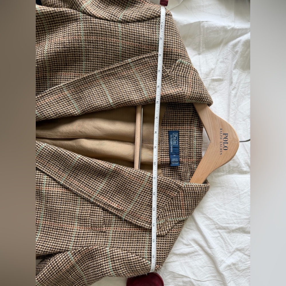 Polo Ralph Lauren Plaid Linen-Silk Blazer Brown Multi Check 8 - Picture 6 of 9